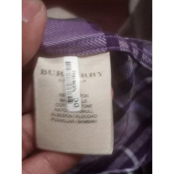 Burberry London Men's Purple Plaid Button Down Shirt USA Made Sz Large L - Picture 9 of 12